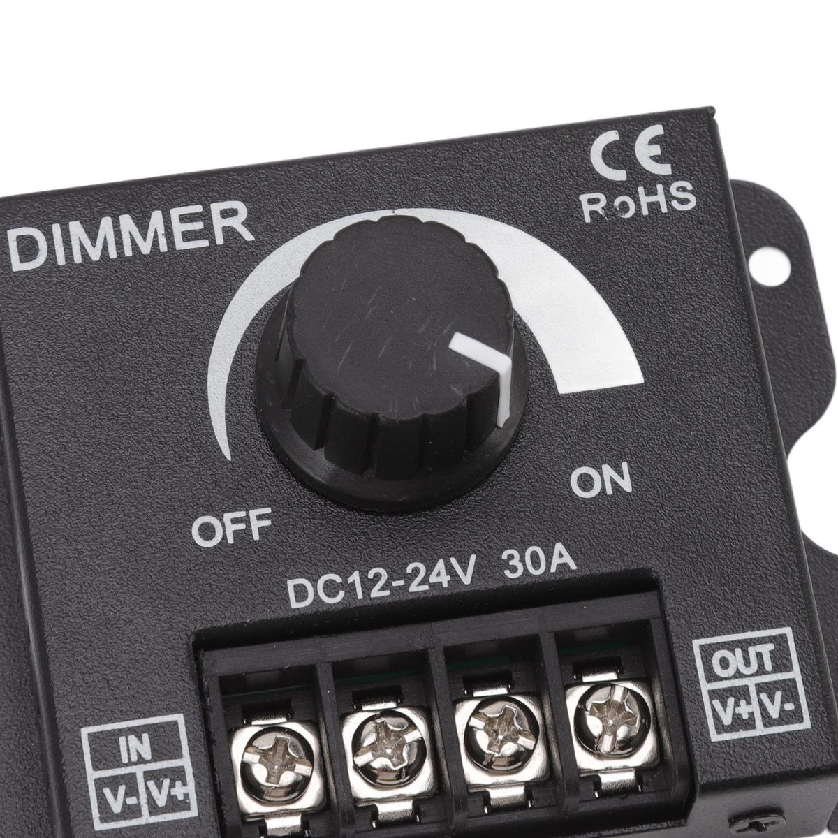 LED Dimmer Single Channel PWM Lighting Stepless Dimming Controller for 5050 3528 Single Color Light Strips DC 12V‑24V 30A