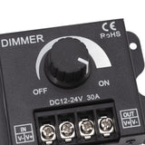 LED Dimmer Single Channel PWM Lighting Stepless Dimming Controller for 5050 3528 Single Color Light Strips DC 12V‑24V 30A