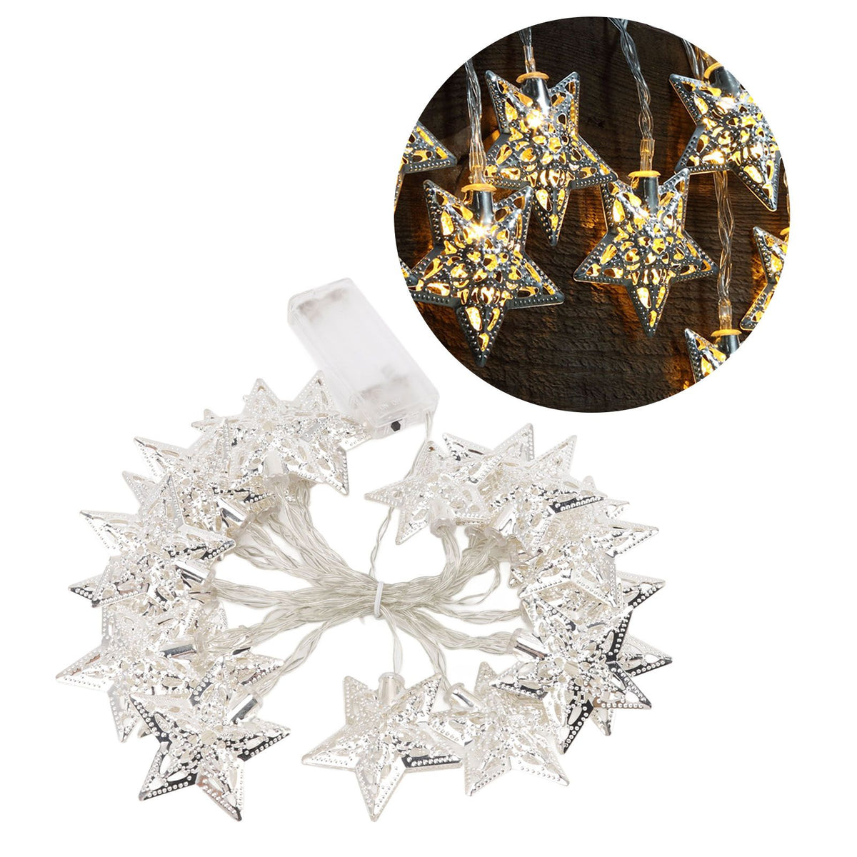 Star String Lights 20LEDs 3 Meters Star Fairy String Lights for Bedroom Christmas Garden Decoration Warm Light