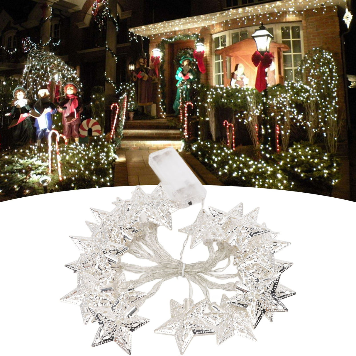 Star String Lights 20LEDs 3 Meters Star Fairy String Lights for Bedroom Christmas Garden Decoration Warm Light