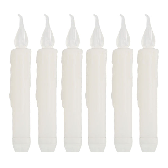 6 Pcs LED Taper Candles Smokeless Reusable Warm Light Long Strip Candle Lights for Parties Weddings Family Gatherings