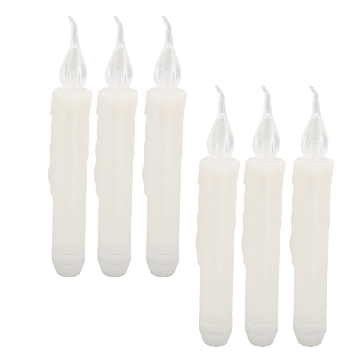 6 Pcs LED Taper Candles Smokeless Reusable Warm Light Long Strip Candle Lights for Parties Weddings Family Gatherings