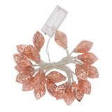 Rose Gold String Lights 20 LEDs Waterproof Battery Powered Hollowed Out Leaf Lights String Party Door Indoor
