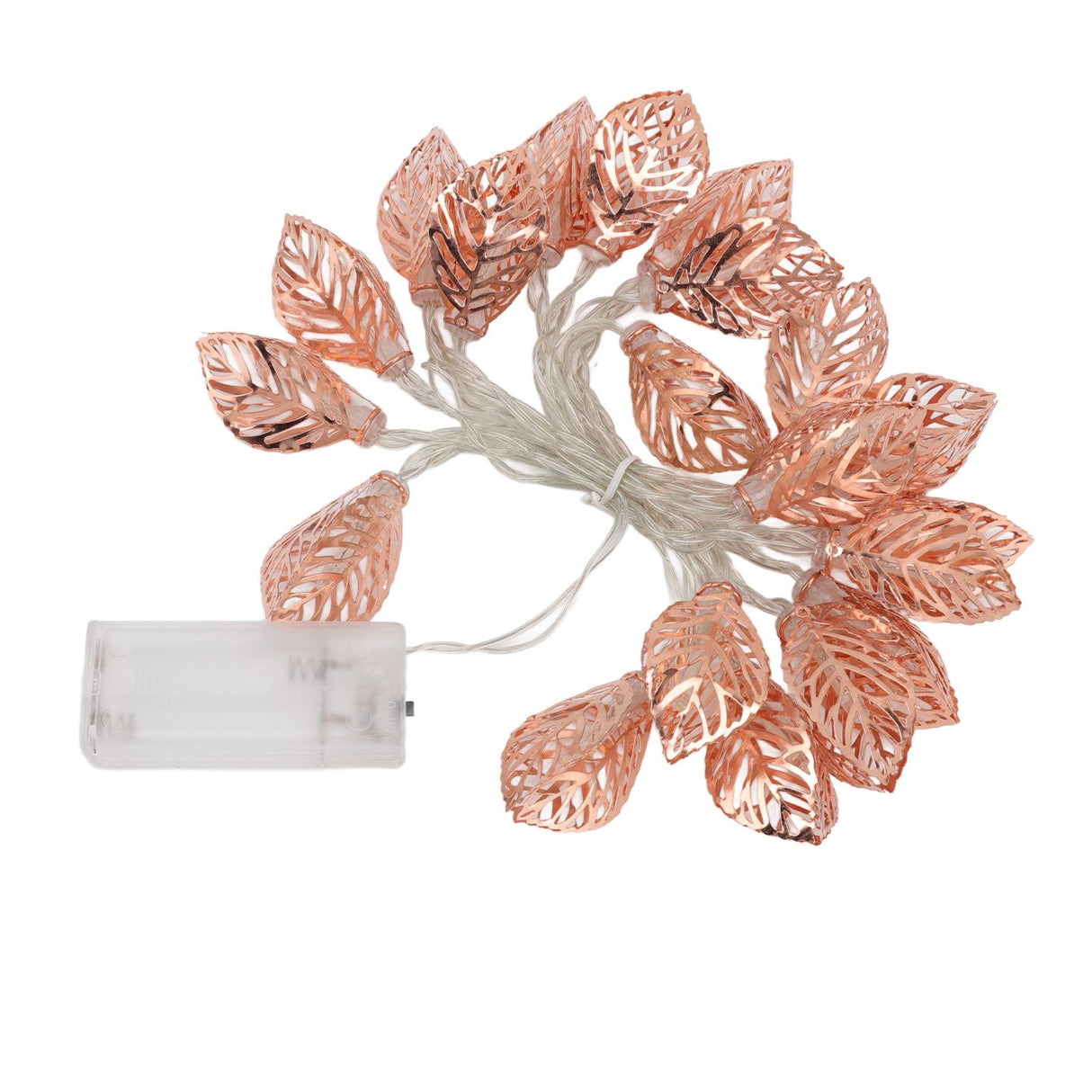 Rose Gold String Lights 20 LEDs Waterproof Battery Powered Hollowed Out Leaf Lights String Party Door Indoor