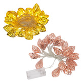 Rose Gold String Lights 20 LEDs Waterproof Battery Powered Hollowed Out Leaf Lights String Party Door Indoor