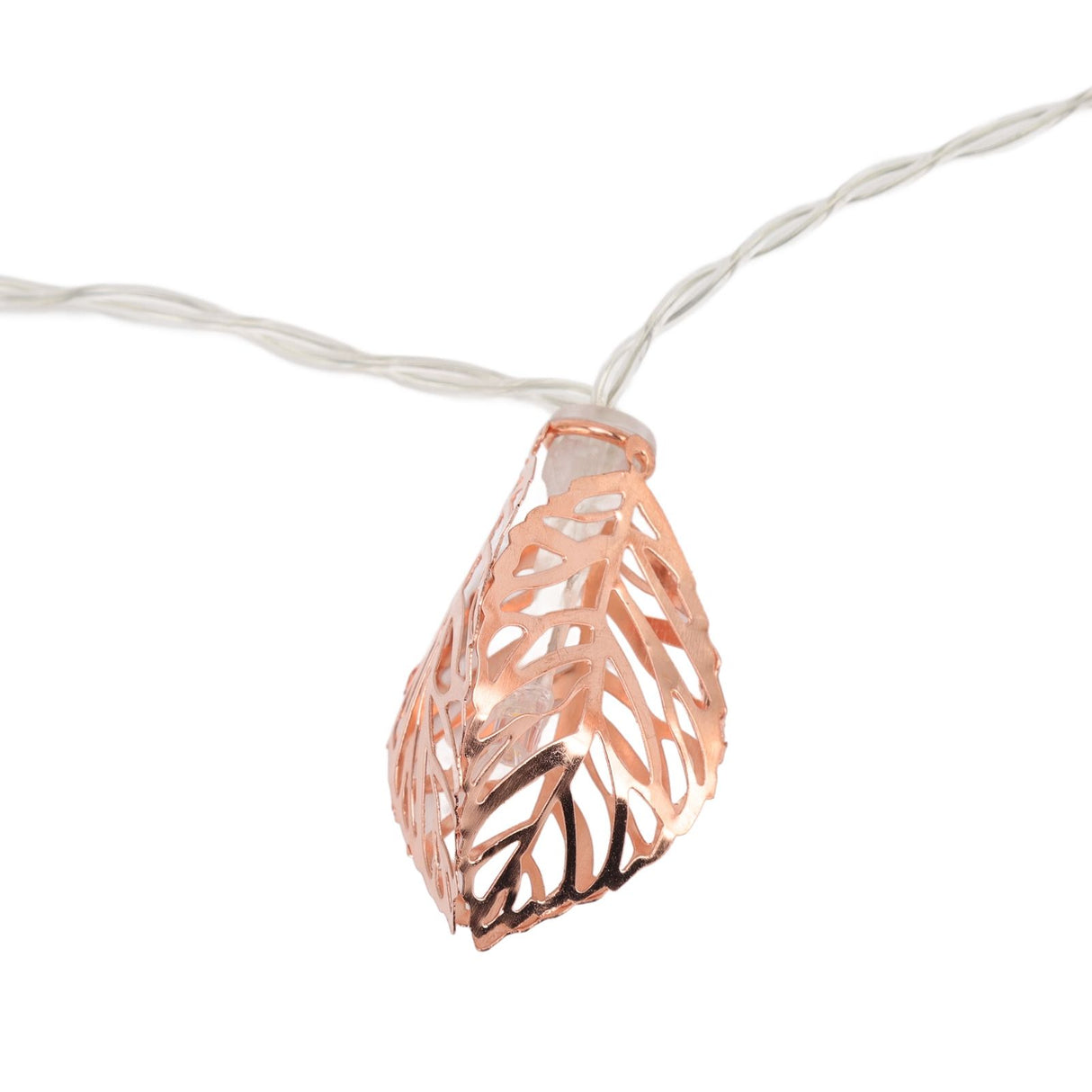 Rose Gold String Lights 20 LEDs Waterproof Battery Powered Hollowed Out Leaf Lights String Party Door Indoor
