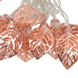 Rose Gold String Lights 20 LEDs Waterproof Battery Powered Hollowed Out Leaf Lights String Party Door Indoor