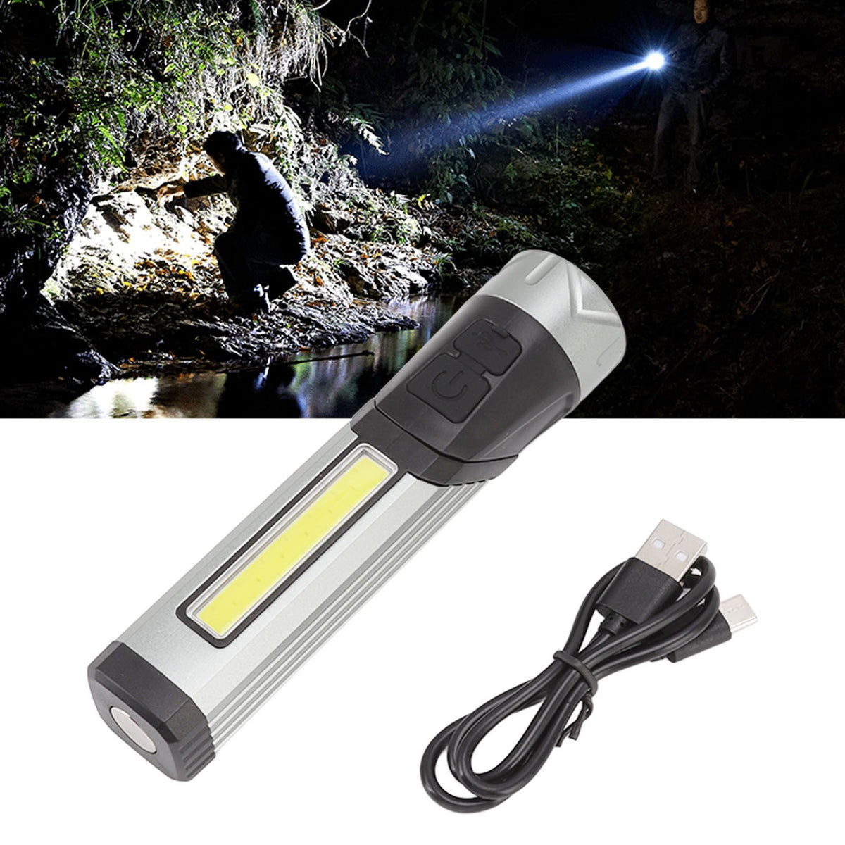 Magnetic Flashlight 7 Gears Rotatable Foldable Rechargeable High Brightness LED COB Work Light for Camping Repairing