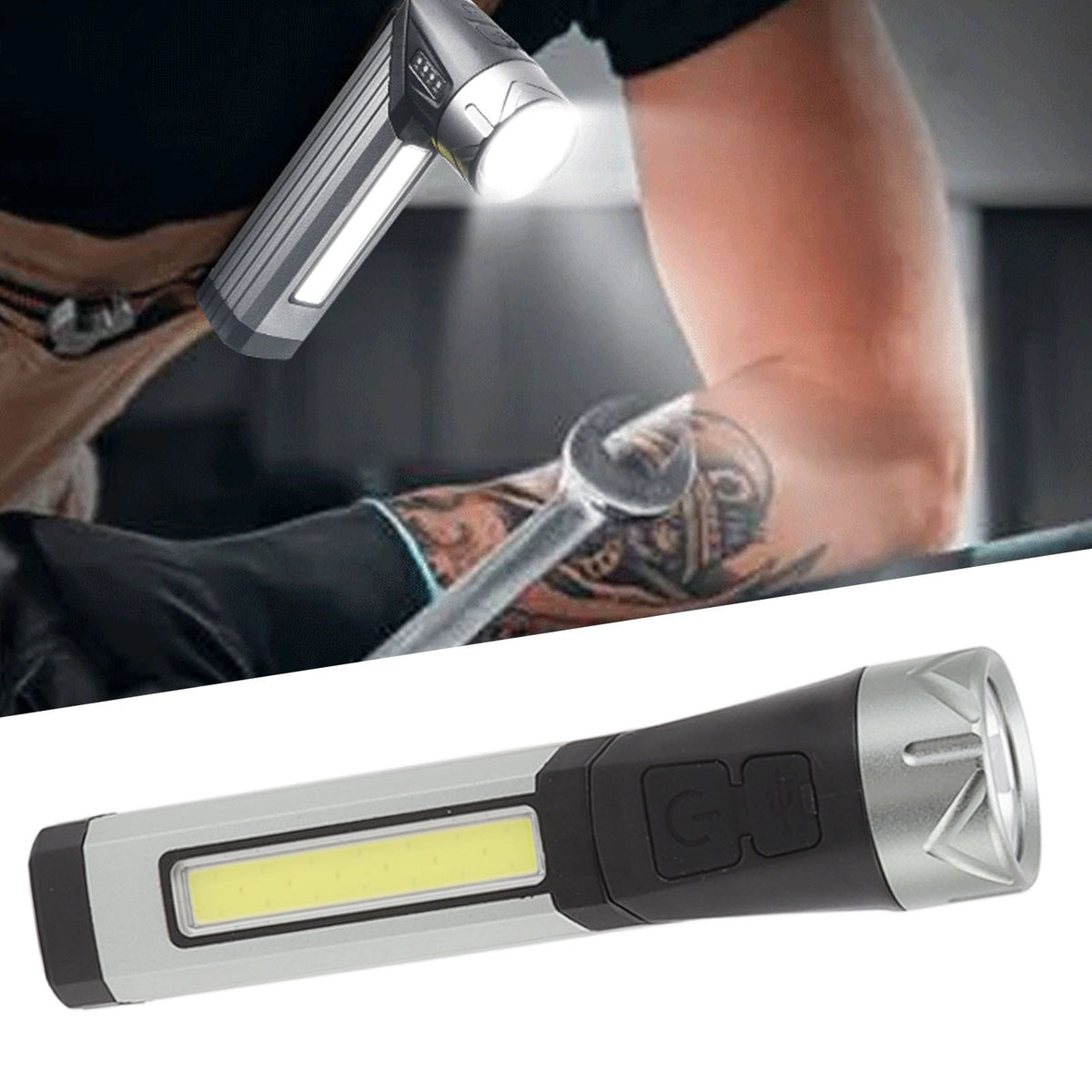 Magnetic Flashlight 7 Gears Rotatable Foldable Rechargeable High Brightness LED COB Work Light for Camping Repairing