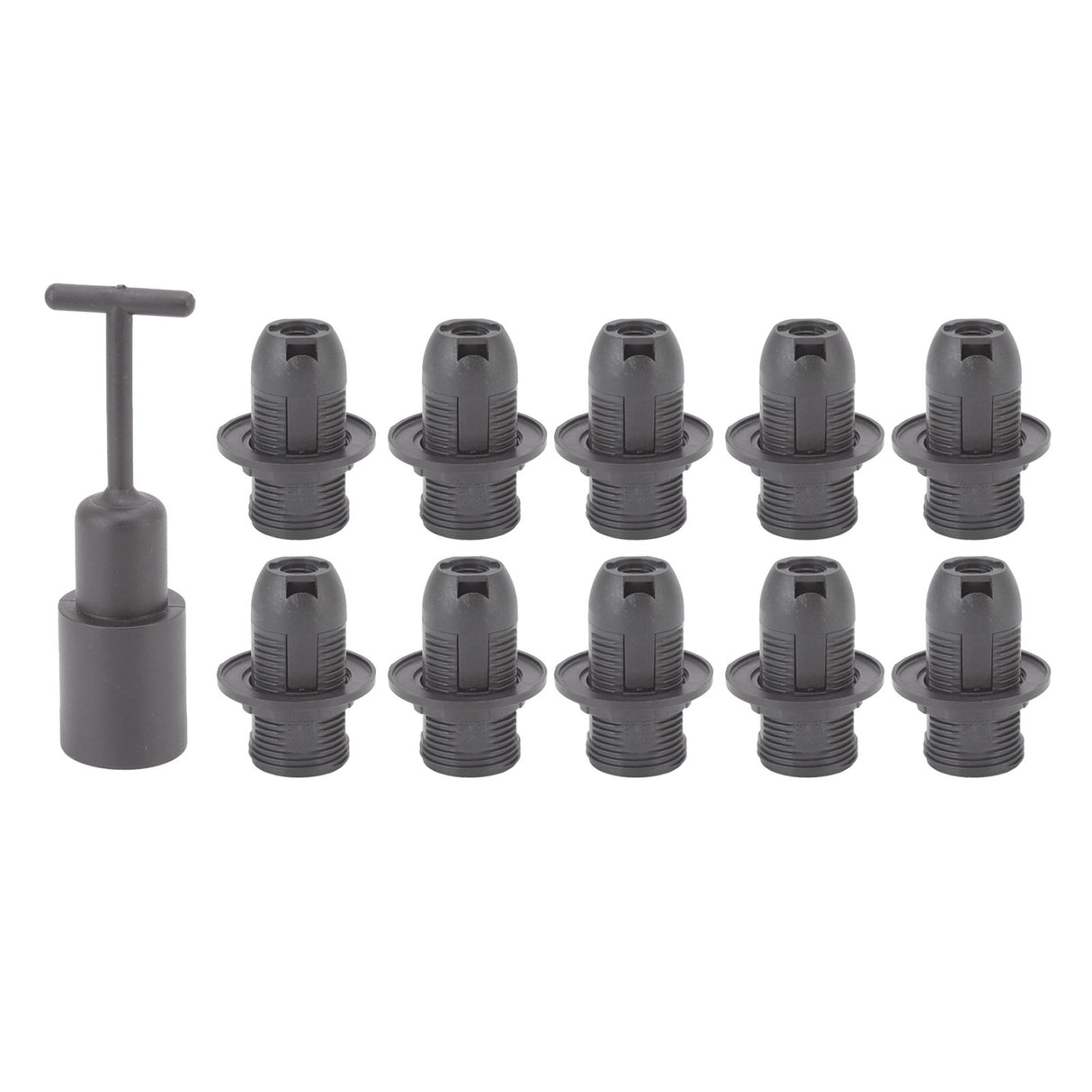 10PCS E14 Lamp Holder ABS with Sleeve High Temperature Resistant Light Socket Base for Home Black