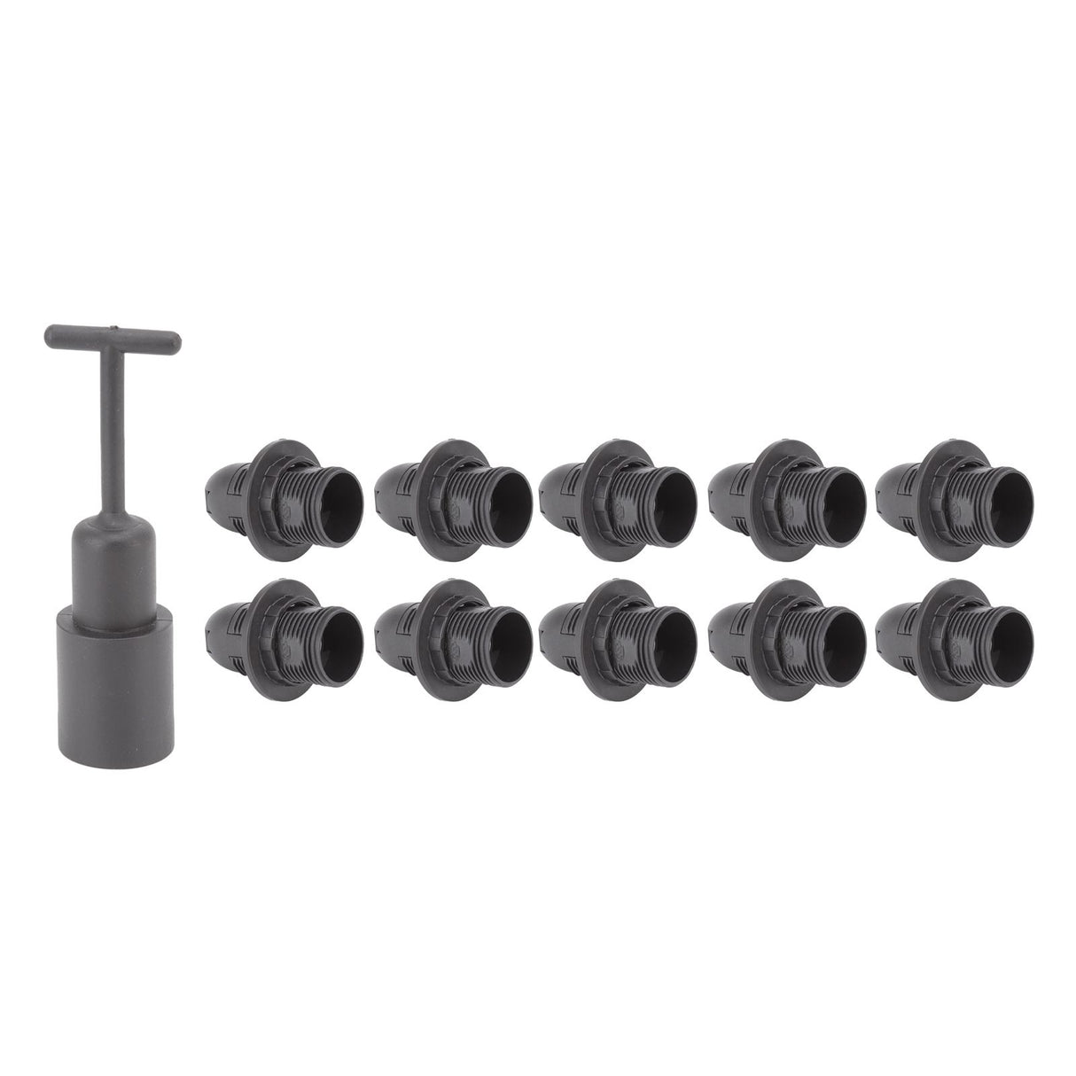 10PCS E14 Lamp Holder ABS with Sleeve High Temperature Resistant Light Socket Base for Home Black
