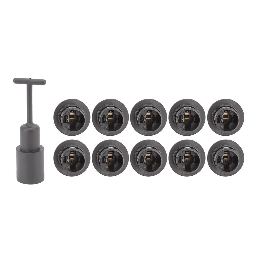 10PCS E14 Lamp Holder ABS with Sleeve High Temperature Resistant Light Socket Base for Home Black