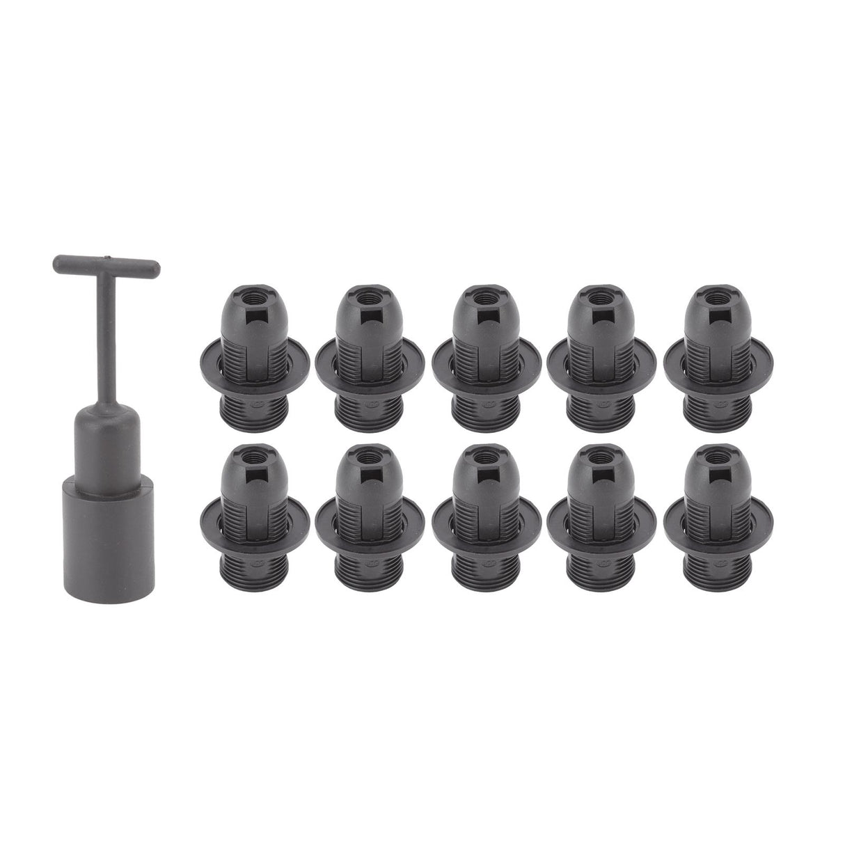 10PCS E14 Lamp Holder ABS with Sleeve High Temperature Resistant Light Socket Base for Home Black