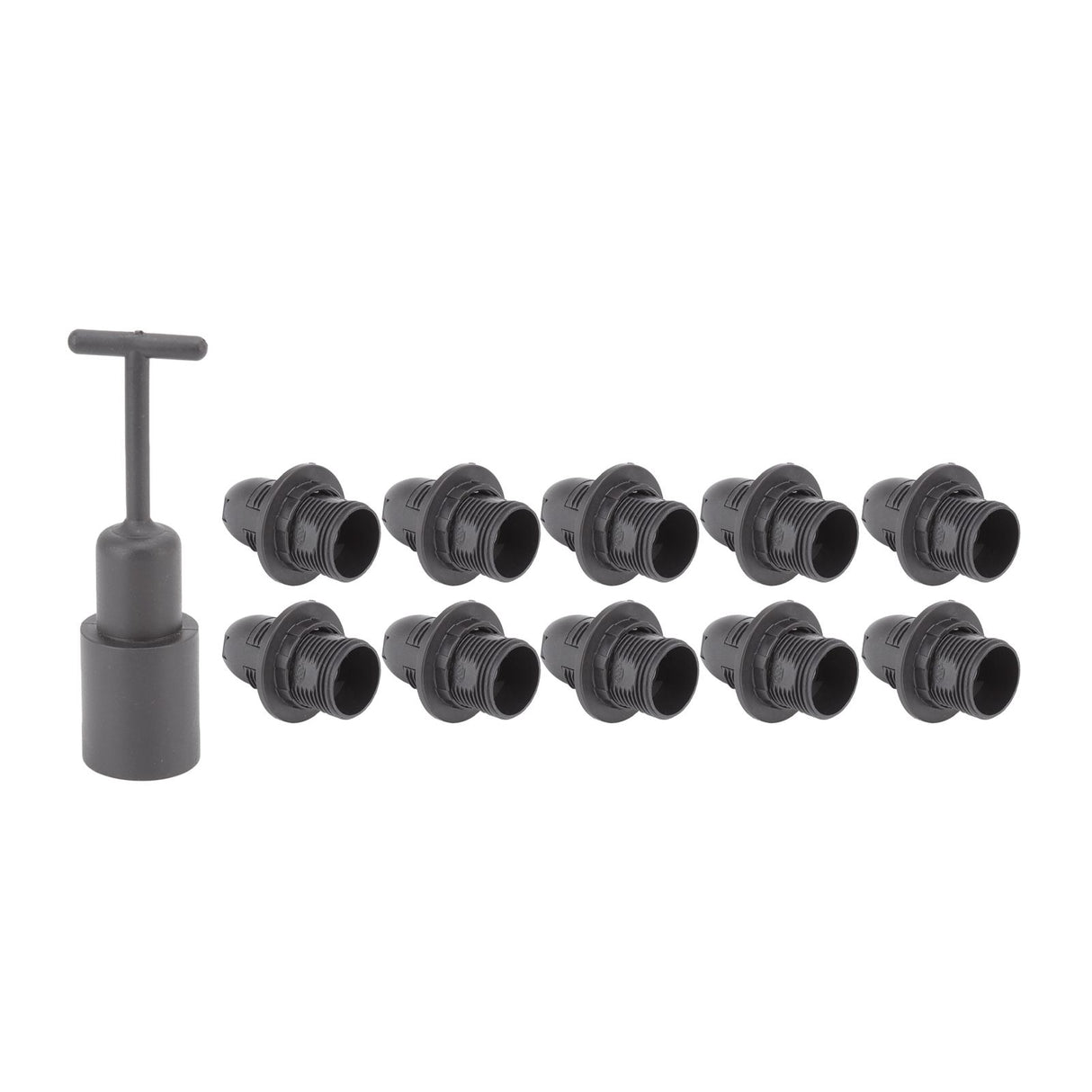10PCS E14 Lamp Holder ABS with Sleeve High Temperature Resistant Light Socket Base for Home Black