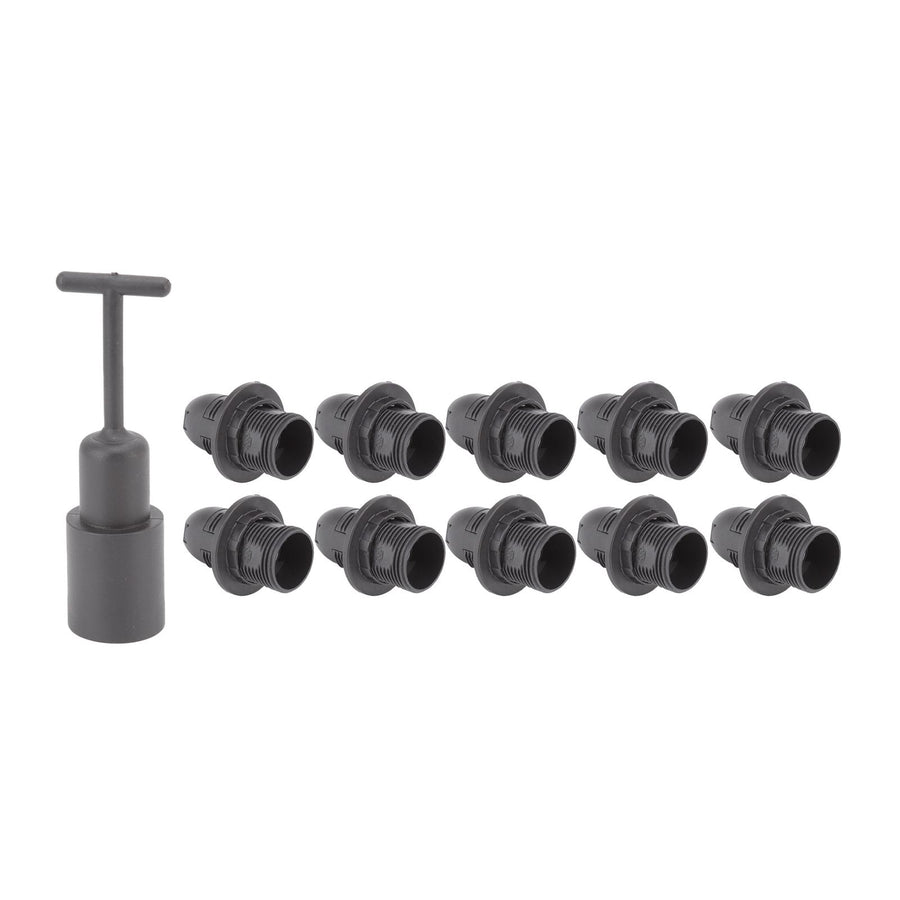 10PCS E14 Lamp Holder ABS with Sleeve High Temperature Resistant Light Socket Base for Home Black