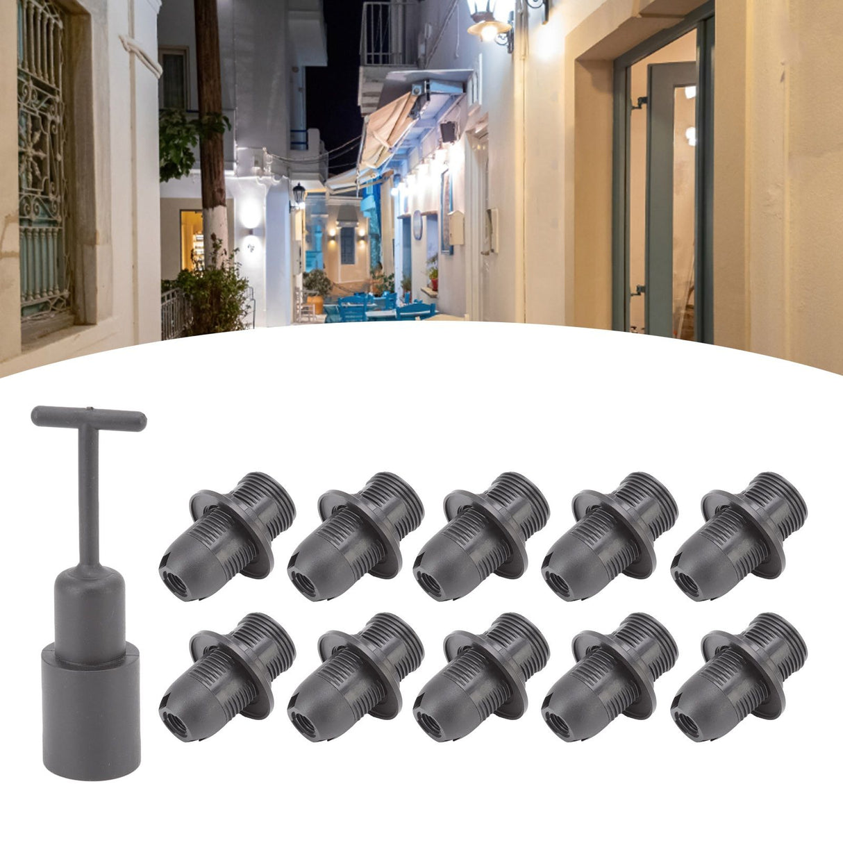 10PCS E14 Lamp Holder ABS with Sleeve High Temperature Resistant Light Socket Base for Home Black