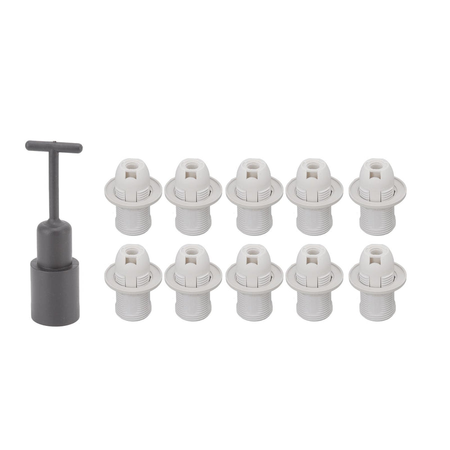 10PCS E14 Lamp Holder ABS with Sleeve High Temperature Resistant Light Socket Base for Home White