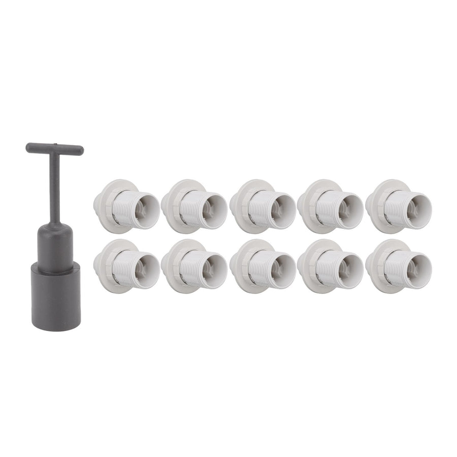 10PCS E14 Lamp Holder ABS with Sleeve High Temperature Resistant Light Socket Base for Home White