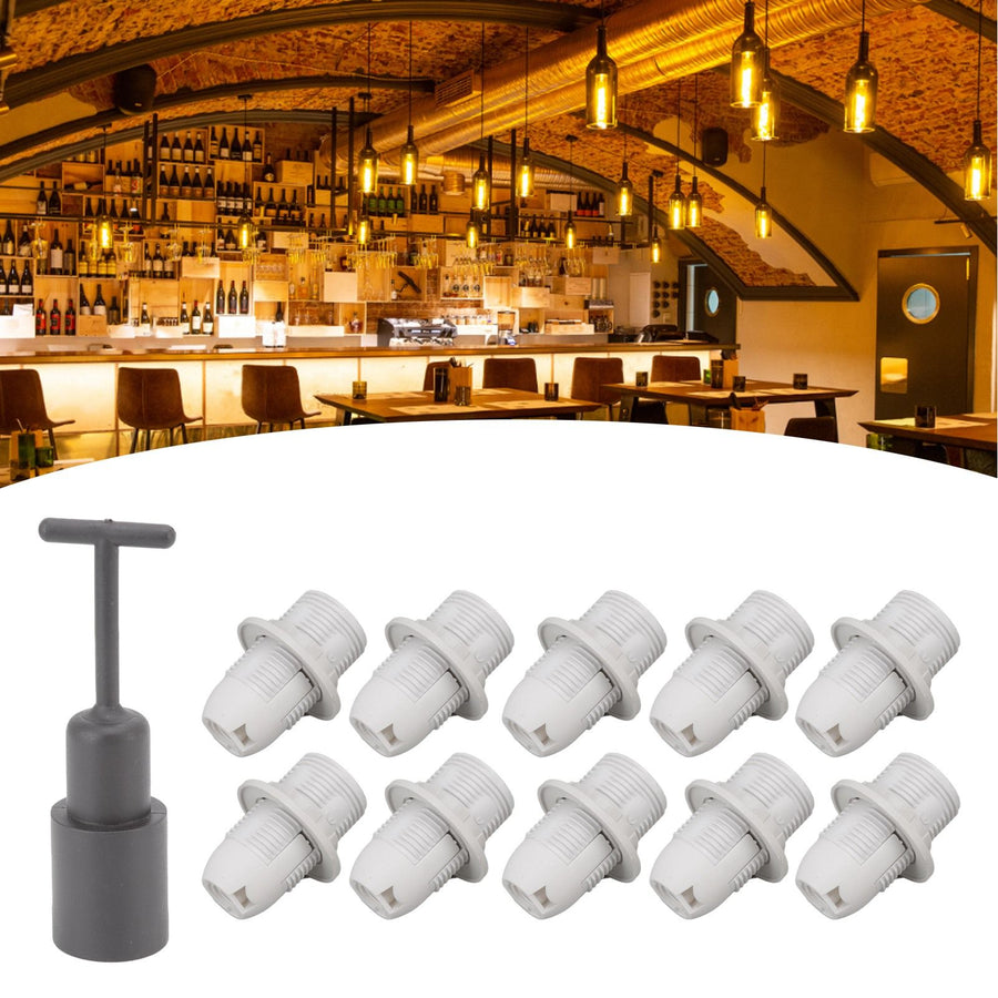 10PCS E14 Lamp Holder ABS with Sleeve High Temperature Resistant Light Socket Base for Home White