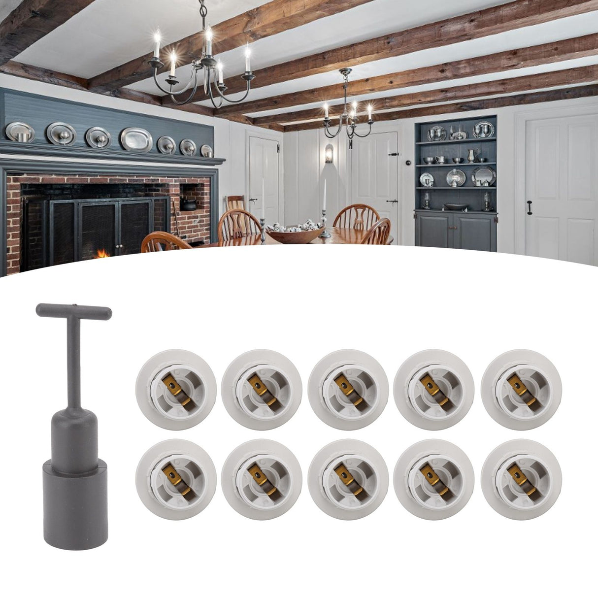 10PCS E14 Lamp Holder ABS with Sleeve High Temperature Resistant Light Socket Base for Home White