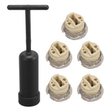 5Pcs G9 Ceramic Lamp Holder Temperature Resistance Zinc Alloy Ring Light Bulb Base Socket with Socket Ring Removal Tool