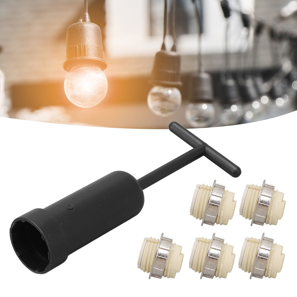 5Pcs G9 Ceramic Lamp Holder Temperature Resistance Zinc Alloy Ring Light Bulb Base Socket with Socket Ring Removal Tool