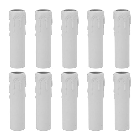 10pcs 4 Inch Candle Covers Sleeves Simulation Vintage Wax Drop Candle Socket Covers for Chandelier White