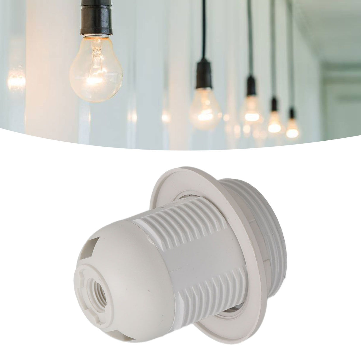 10Pcs E27 Light Base Socket Copper Core High Temperature Resistance E27 Light Holder Base with Lamp Sleeve for DIY White