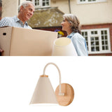 Corridor Wall Lamp Iron Lampshade Wall Mounted Curved Light for Bedroom Living Room Study Without Lamp Bulb White - Extra Image