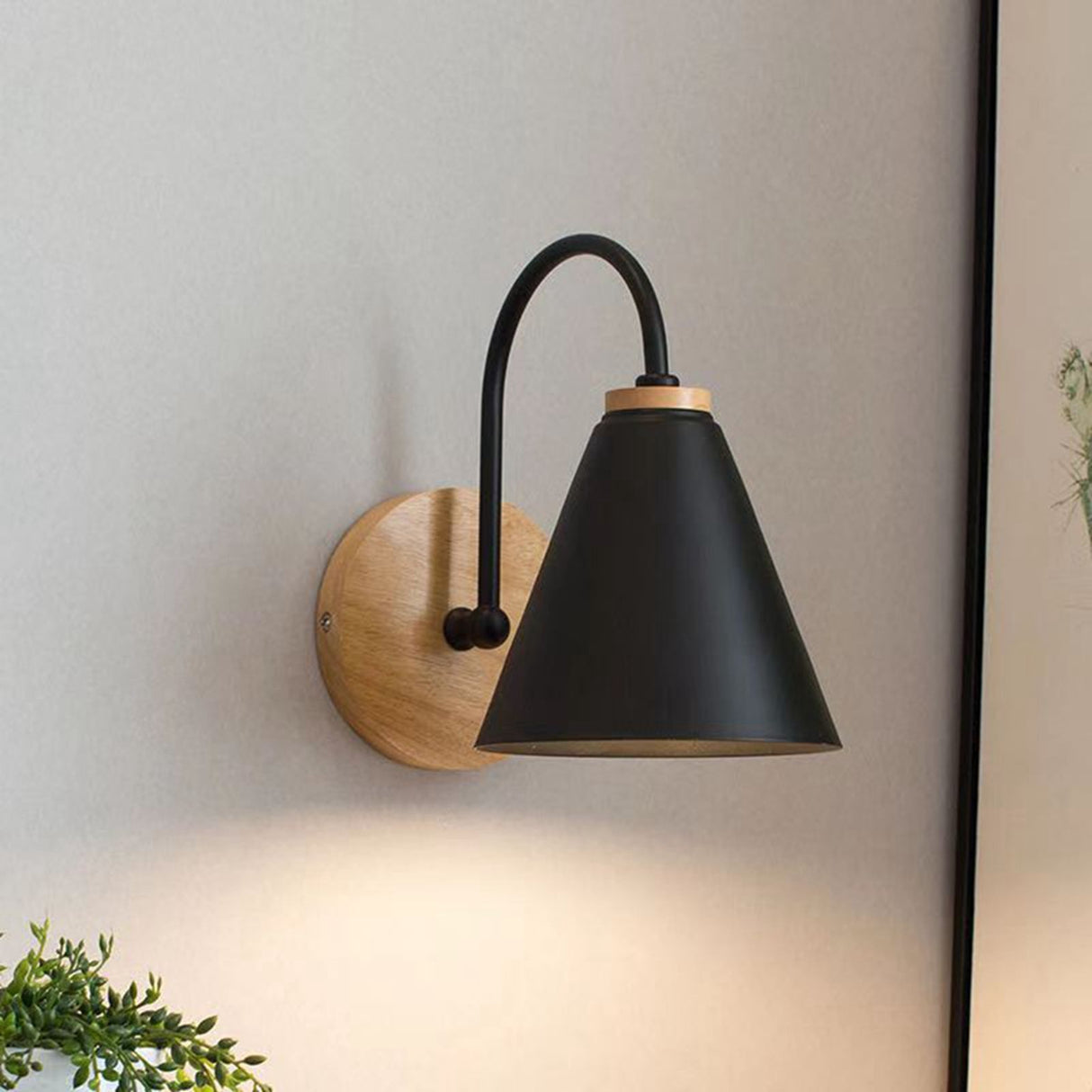 Corridor Wall Lamp Iron Lampshade Wall Mounted Curved Light for Bedroom Living Room Study Without Lamp Bulb Black