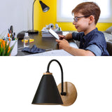 Corridor Wall Lamp Iron Lampshade Wall Mounted Curved Light for Bedroom Living Room Study Without Lamp Bulb Black - 45-Degree Angle