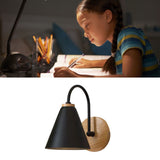 Corridor Wall Lamp Iron Lampshade Wall Mounted Curved Light for Bedroom Living Room Study Without Lamp Bulb Black - Extra Image