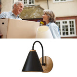Corridor Wall Lamp Iron Lampshade Wall Mounted Curved Light for Bedroom Living Room Study Without Lamp Bulb Black - Extra Image