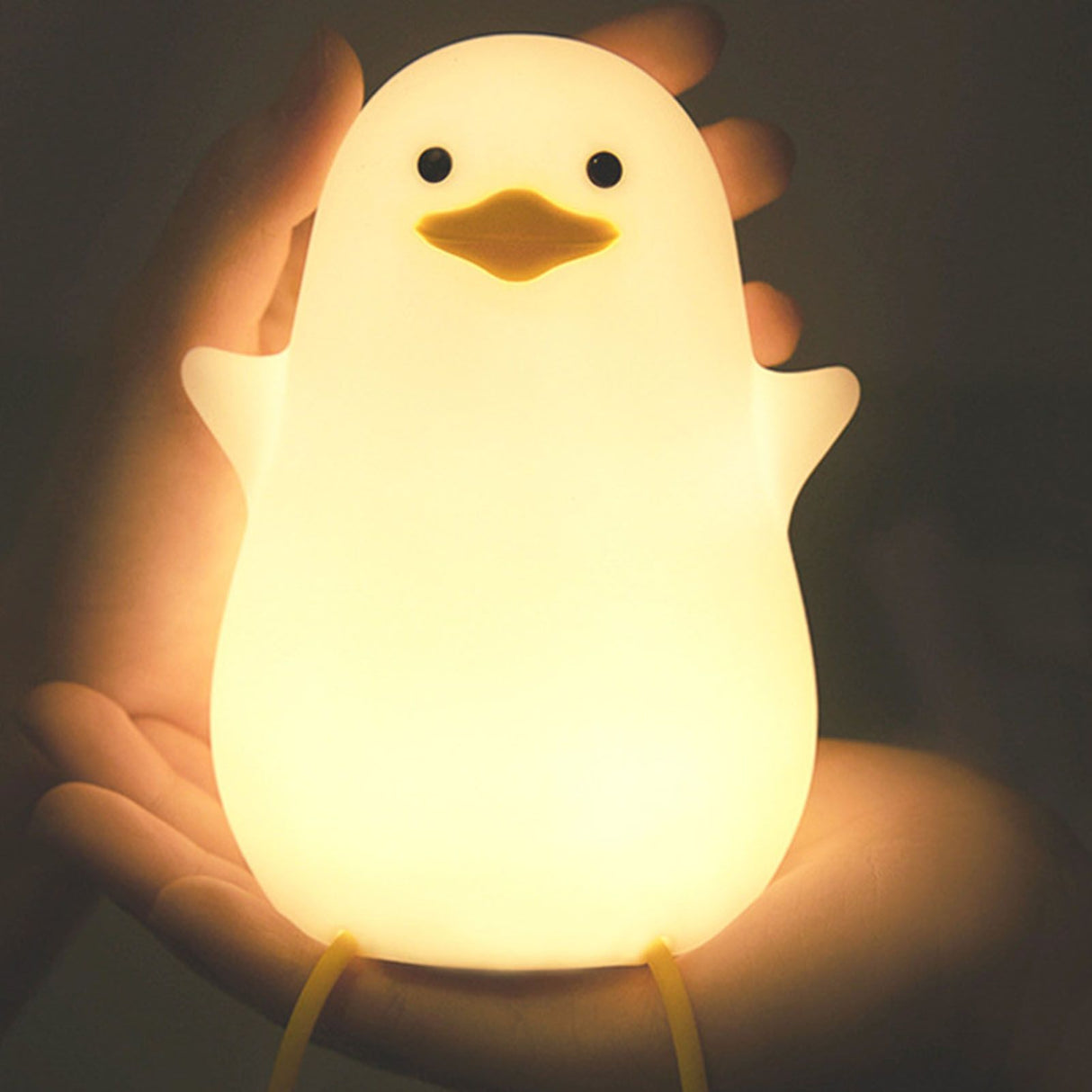 LED Night Light Cute Exquisite Touch Control USB Charging Night Light with Mobile Phone Holder Duck Night Lamp