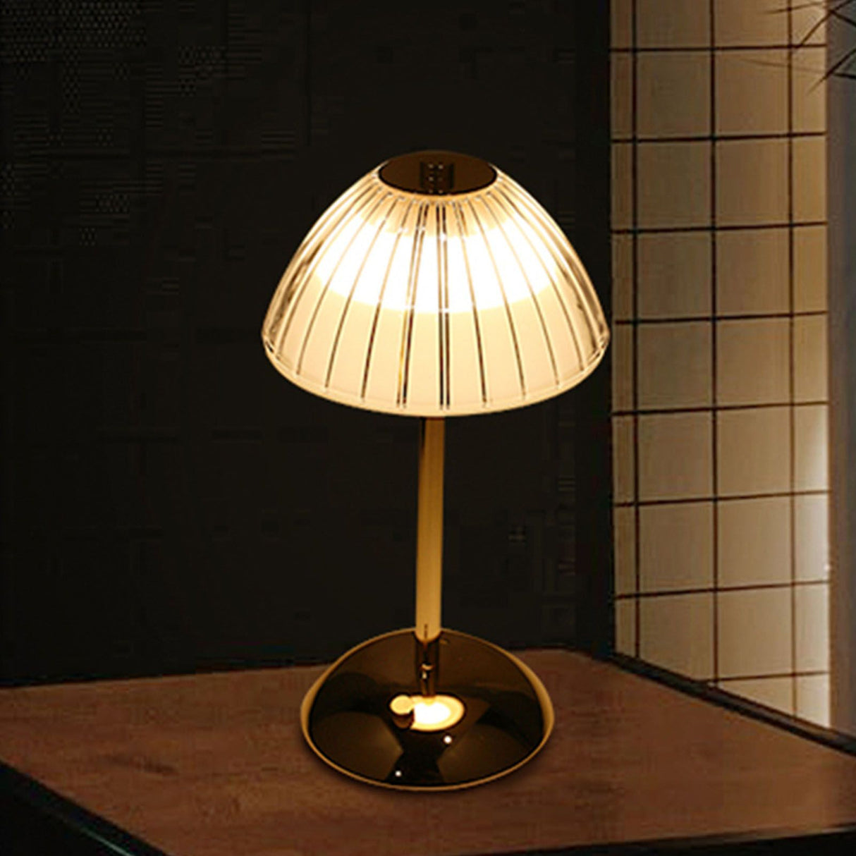 Mushroom Lamp Touch Switch Stepless Dimming Rechargeable Dining Table Decorative Crystal Table Lamp Bedside Night Light