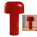 Mushroom Table Lamp Three Colors LED Light Beads Stepless Dimming Mushroom Lamp Night Light for Bedroom Bedside Red - Side View