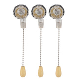 3Pcs Ceiling Fan Lamp Switch Rustproof Replacement Ceiling Light Pull Chain Switch 250V 125V Chrome