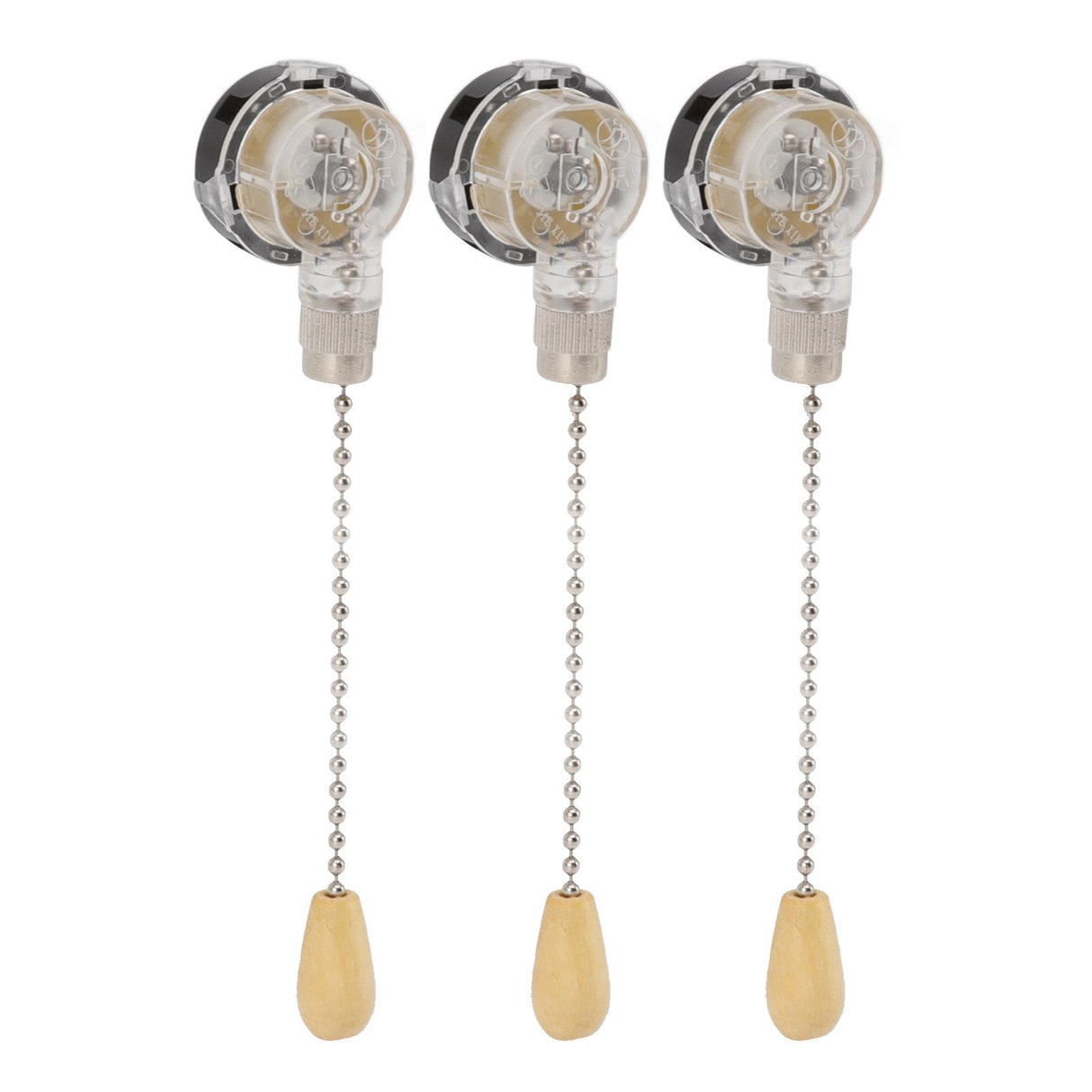3Pcs Ceiling Fan Lamp Switch Rustproof Replacement Ceiling Light Pull Chain Switch 250V 125V Chrome