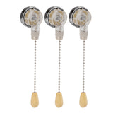 3Pcs Ceiling Fan Lamp Switch Rustproof Replacement Ceiling Light Pull Chain Switch 250V 125V Chrome