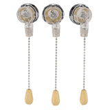 3Pcs Ceiling Fan Lamp Switch Rustproof Replacement Ceiling Light Pull Chain Switch 250V 125V Chrome