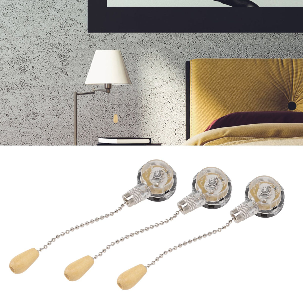 3Pcs Ceiling Fan Lamp Switch Rustproof Replacement Ceiling Light Pull Chain Switch 250V 125V Chrome