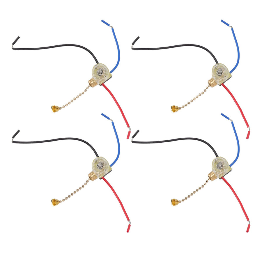 4Pcs Ceiling Fan Light Switch Replacement Lamp Pull Chain Switch 3 Wire Ceiling Fan Lamp Switch 250V 125V Gold