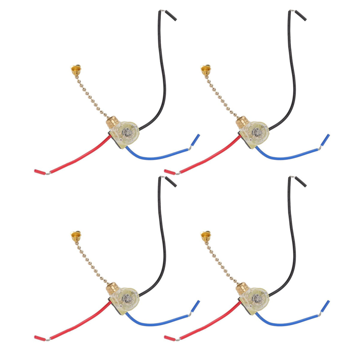 4Pcs Ceiling Fan Light Switch Replacement Lamp Pull Chain Switch 3 Wire Ceiling Fan Lamp Switch 250V 125V Gold