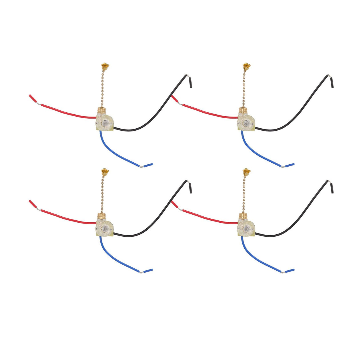 4Pcs Ceiling Fan Light Switch Replacement Lamp Pull Chain Switch 3 Wire Ceiling Fan Lamp Switch 250V 125V Gold