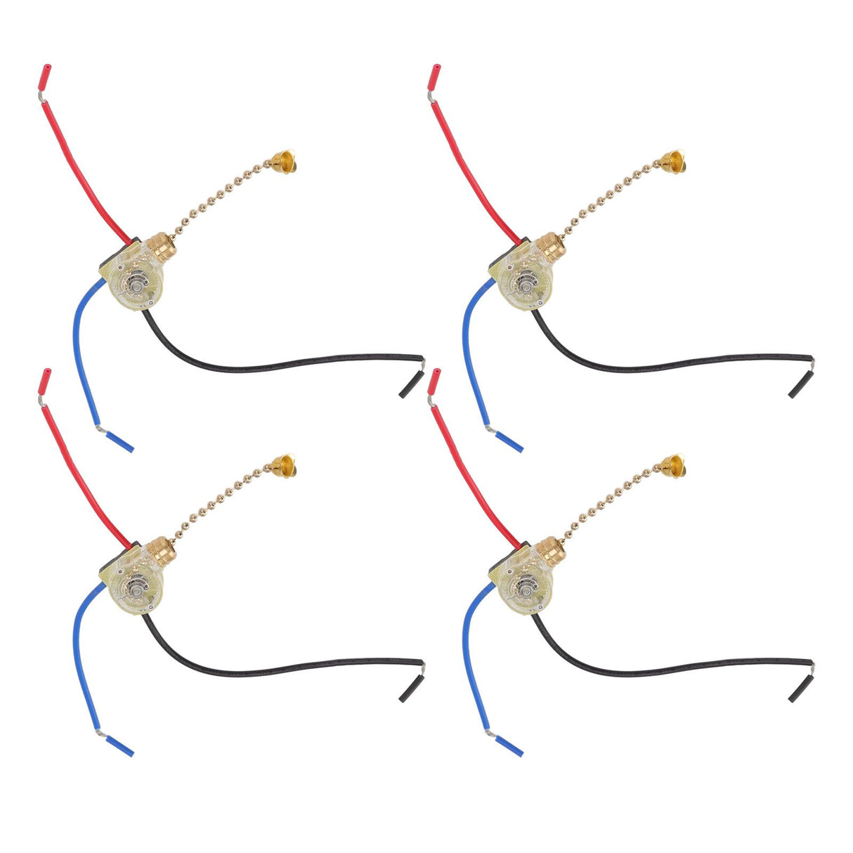 4Pcs Ceiling Fan Light Switch Replacement Lamp Pull Chain Switch 3 Wire Ceiling Fan Lamp Switch 250V 125V Gold