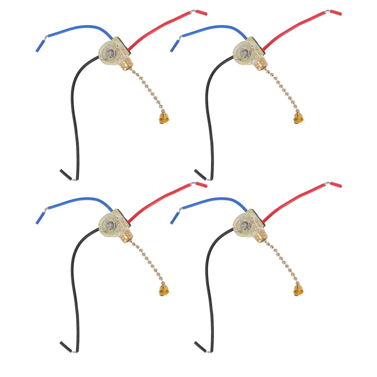 4Pcs Ceiling Fan Light Switch Replacement Lamp Pull Chain Switch 3 Wire Ceiling Fan Lamp Switch 250V 125V Gold
