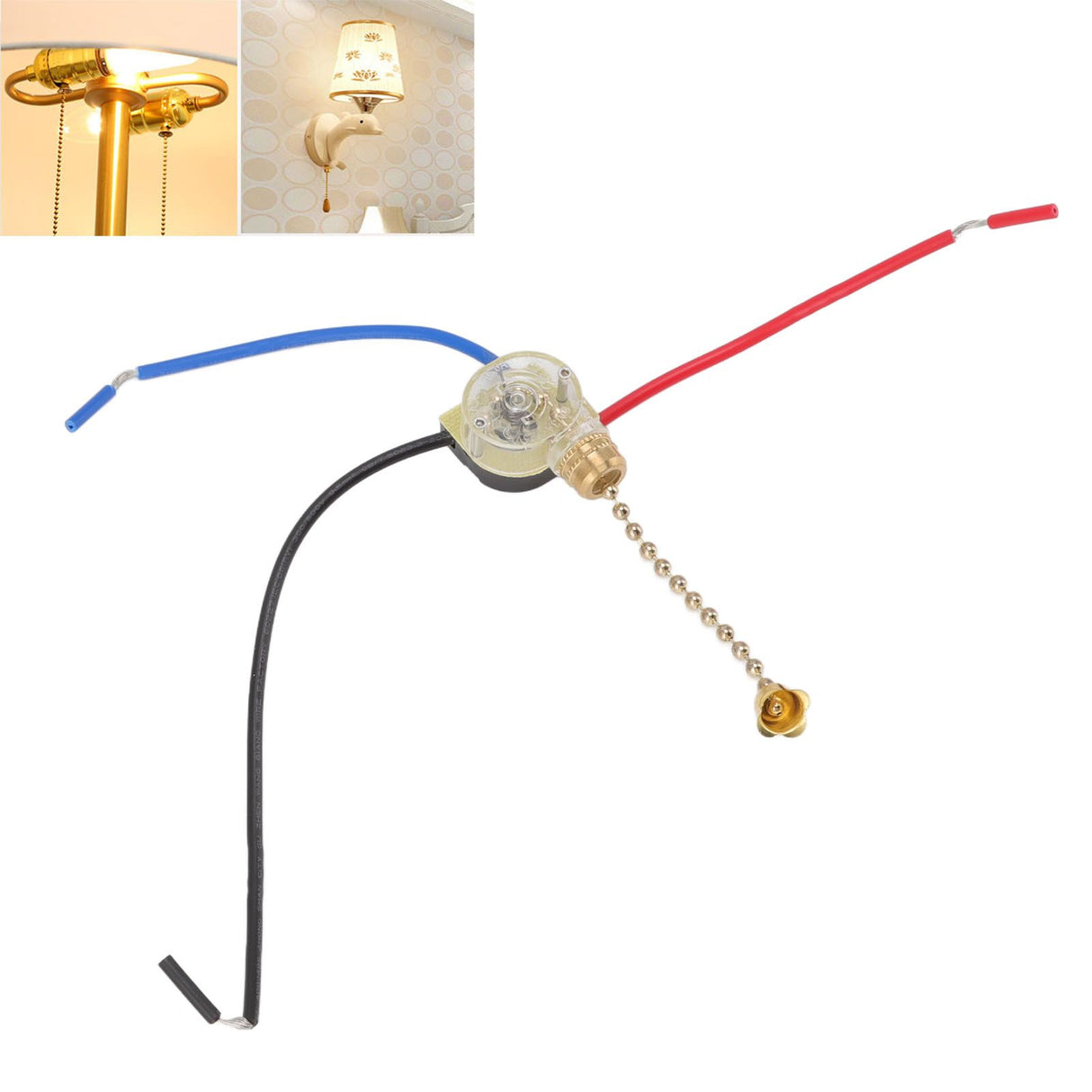 4Pcs Ceiling Fan Light Switch Replacement Lamp Pull Chain Switch 3 Wire Ceiling Fan Lamp Switch 250V 125V Gold