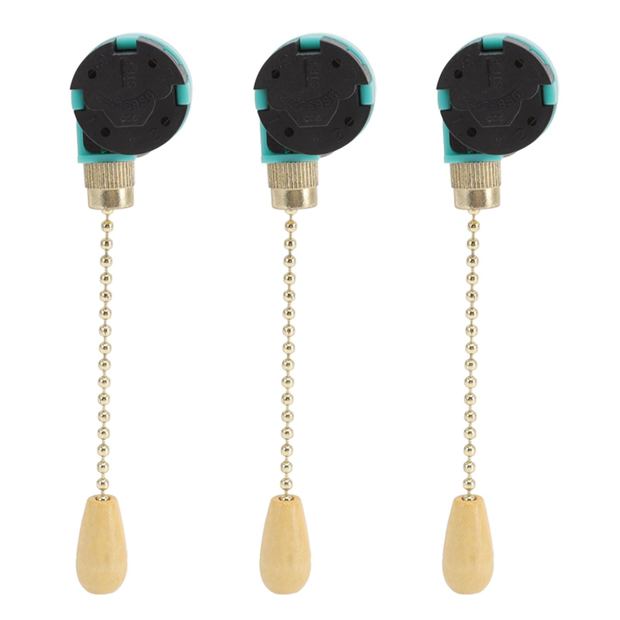 3Pcs Ceiling Light Pull Chain Switch 3 Speed 4 Wire Ceiling Fan Lamp Switch for Ceiling Lamp Fan Lamp Wall Lamp Gold