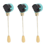 3Pcs Ceiling Light Pull Chain Switch 3 Speed 4 Wire Ceiling Fan Lamp Switch for Ceiling Lamp Fan Lamp Wall Lamp Gold