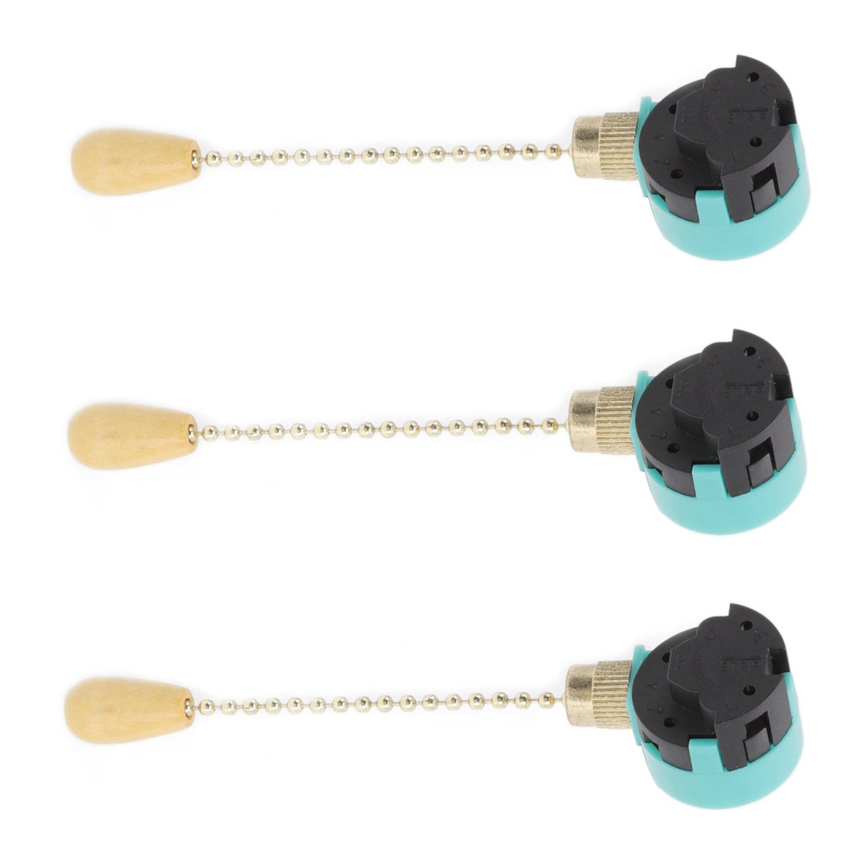 3Pcs Ceiling Light Pull Chain Switch 3 Speed 4 Wire Ceiling Fan Lamp Switch for Ceiling Lamp Fan Lamp Wall Lamp Gold